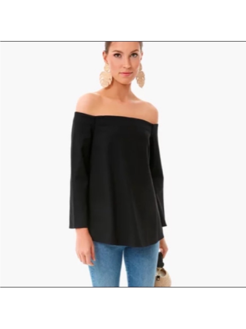 Tuckernuck Black Off-the-Shoulder Long-Sleeve Top